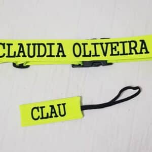 Tag e Faixa para mala personalizadas com nome ou iniciais – Amarelo neon