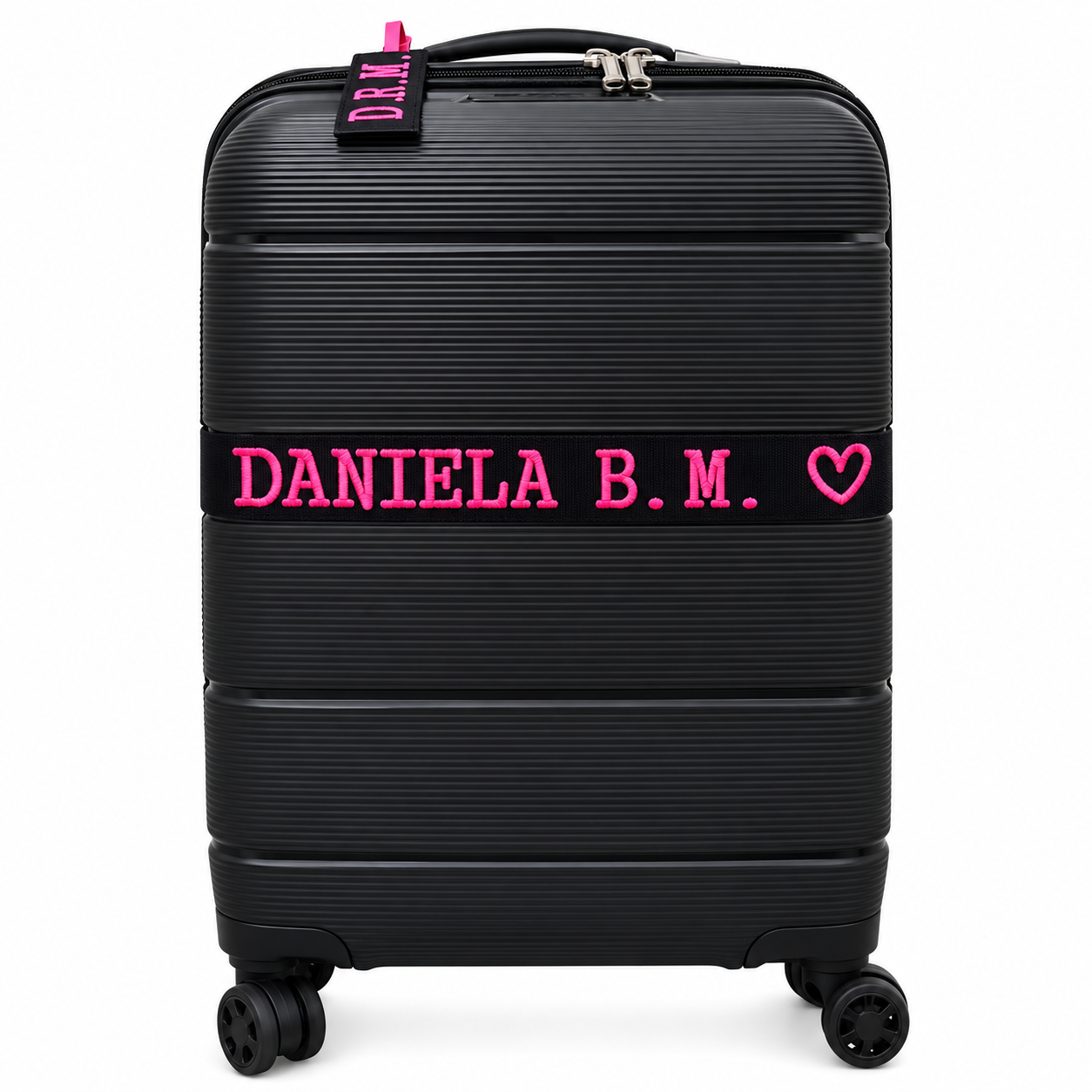 kit tag e Faixa elástica Preta para mala 3 Faixa elástica personalizada para mala de viagem preta com nome em mala de bordo