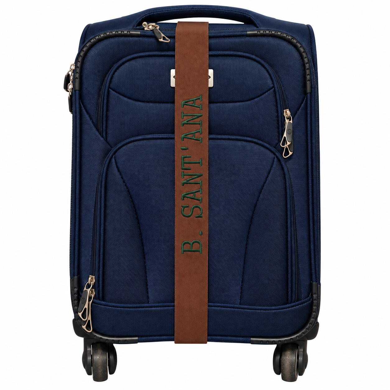 Faixa elástica para mala personalizada com nome ou iniciais marrom telha 3 acessorios personalizados pra mala de viagem